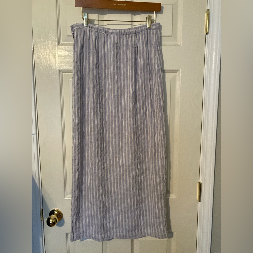Eileen Fisher Lavender Striped Wrap Skirt - Picture 3 of 8
